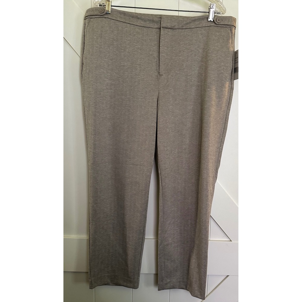 NWT Zac & Rachel Woman Natural Chevron Pants Size 16W‎ Wide Leg Dress Trousers
